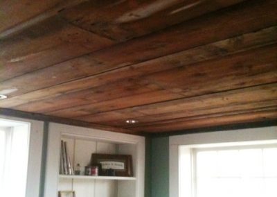 Reclaimed brownboard ceiling example